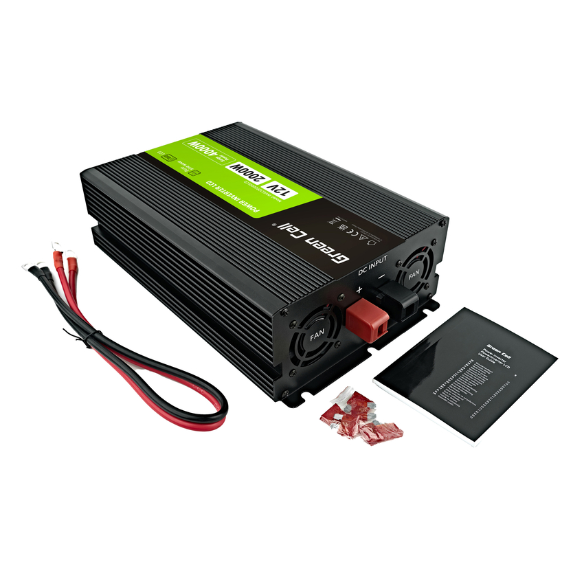 Green Cell PowerInverter LCD 12 volt 2000W/40000W car inverter with display - pure sine wave (INVGC12P2000LCD)