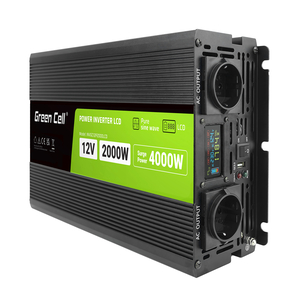 Green Cell PowerInverter LCD 12 volt 2000W/40000W car inverter with display - pure sine wave (INVGC12P2000LCD)